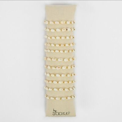 Bracelet coquillages & perles dorées – Fait main