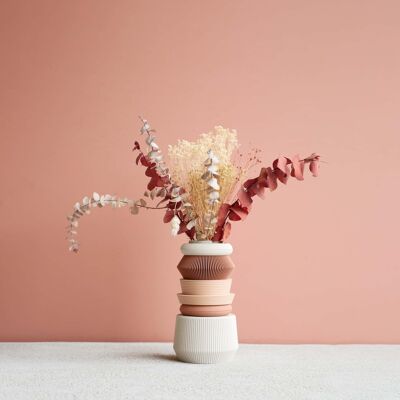 Vase Modulaire Ama - Rose Poudré, Terracotta, blanc - Parfait pour fleurs séchées ou fleurs fraîches