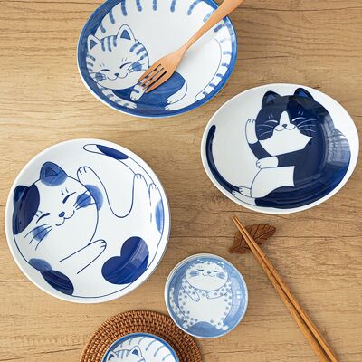 Assiette Minoyaki avec design "Chat bonheur"
