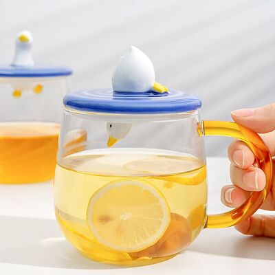 Goose Mug with Porcelain Lid Swim and Drink