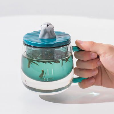 Cuddly Otters Porcelain Mug with Lid