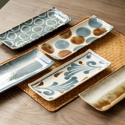 Mino-yaki handmade rectangular plate