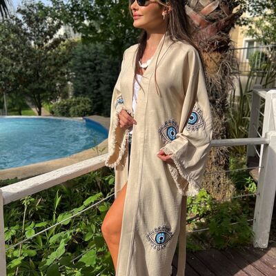 Kimono OLVEN para la playa o el hogar con patrones bordados