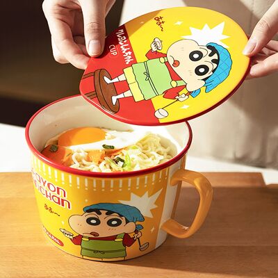 Bol à ramen avec couvercle et motifs Crayon Shin-chan