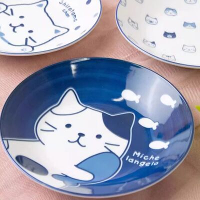 Platos hondos de gatito adorable estilo japonés