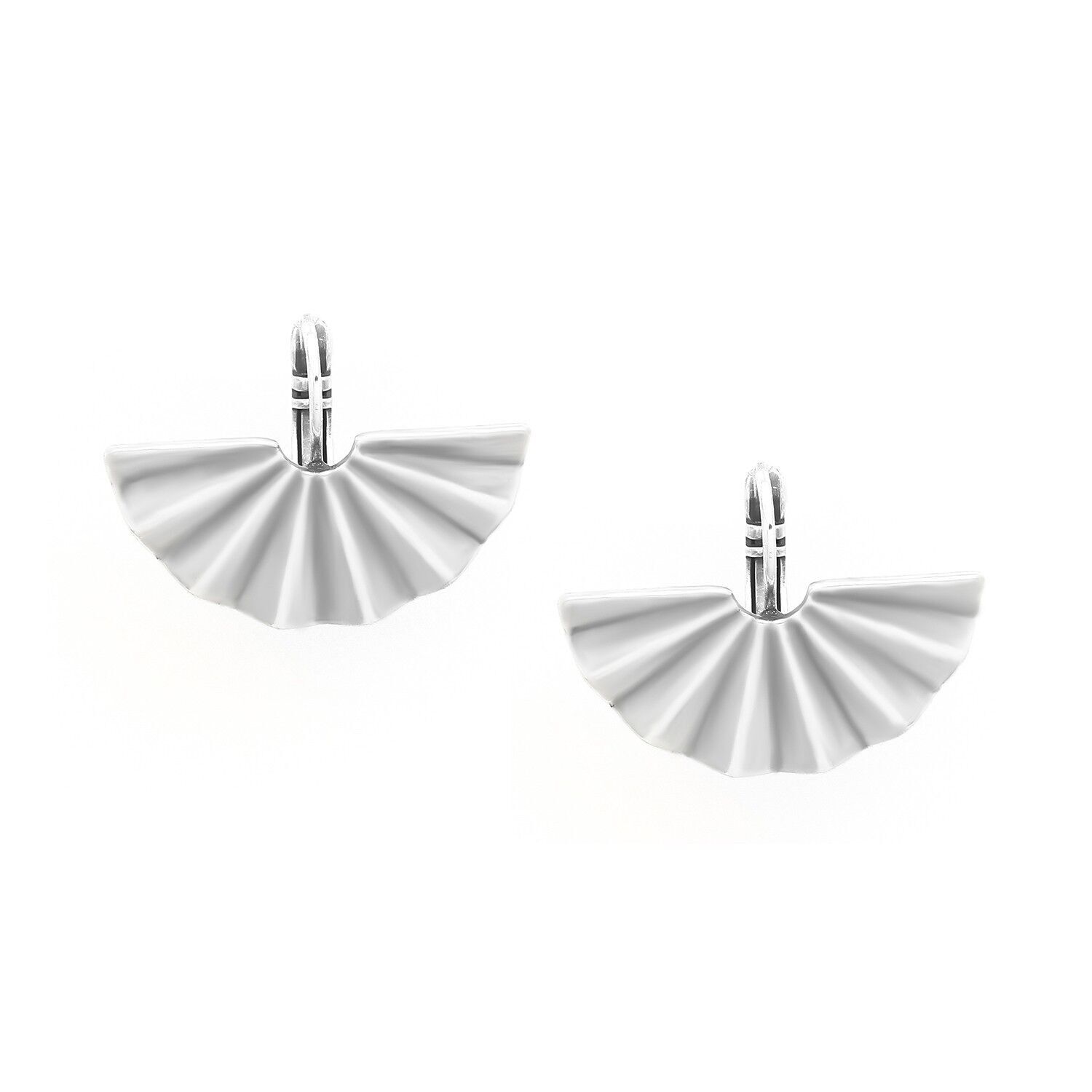ANDALUSIA   boucles d'oreilles dormeuses éventail argentées