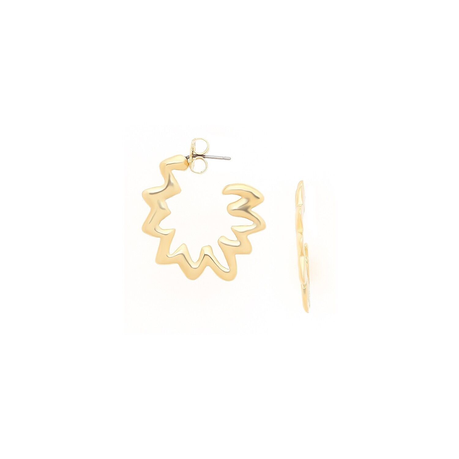 FIREWORK   boucles d'oreilles créoles zigzag dorées