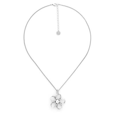 MOOREA short necklace with silver flower pendant
