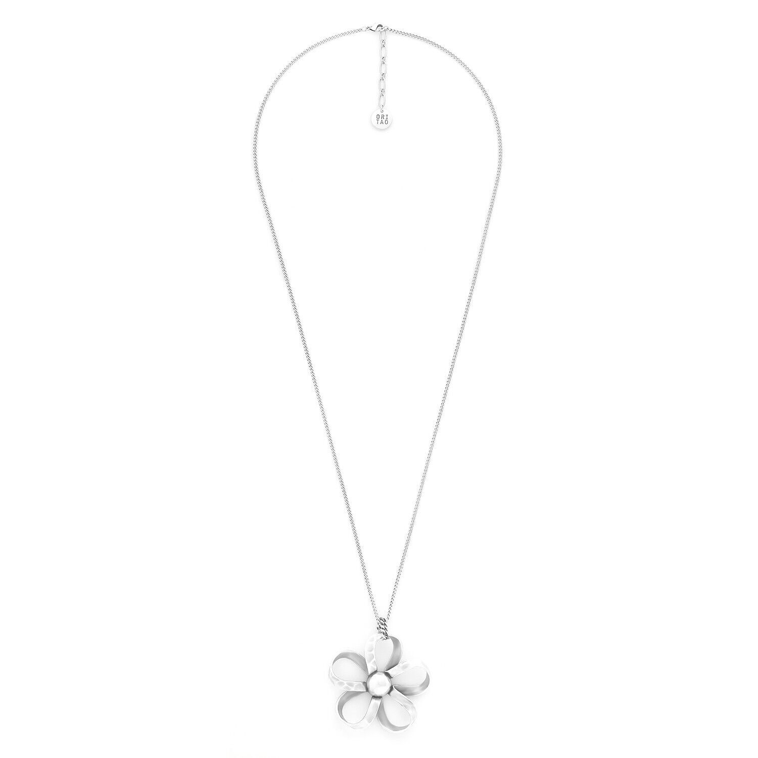 Collana lunga con ciondolo a forma di fiore in argento MOOREA