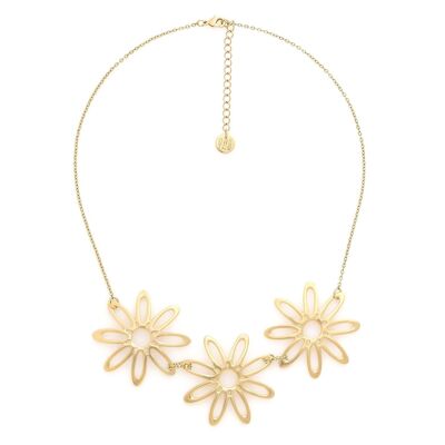 BLOOM 3-flower gold pendant necklace