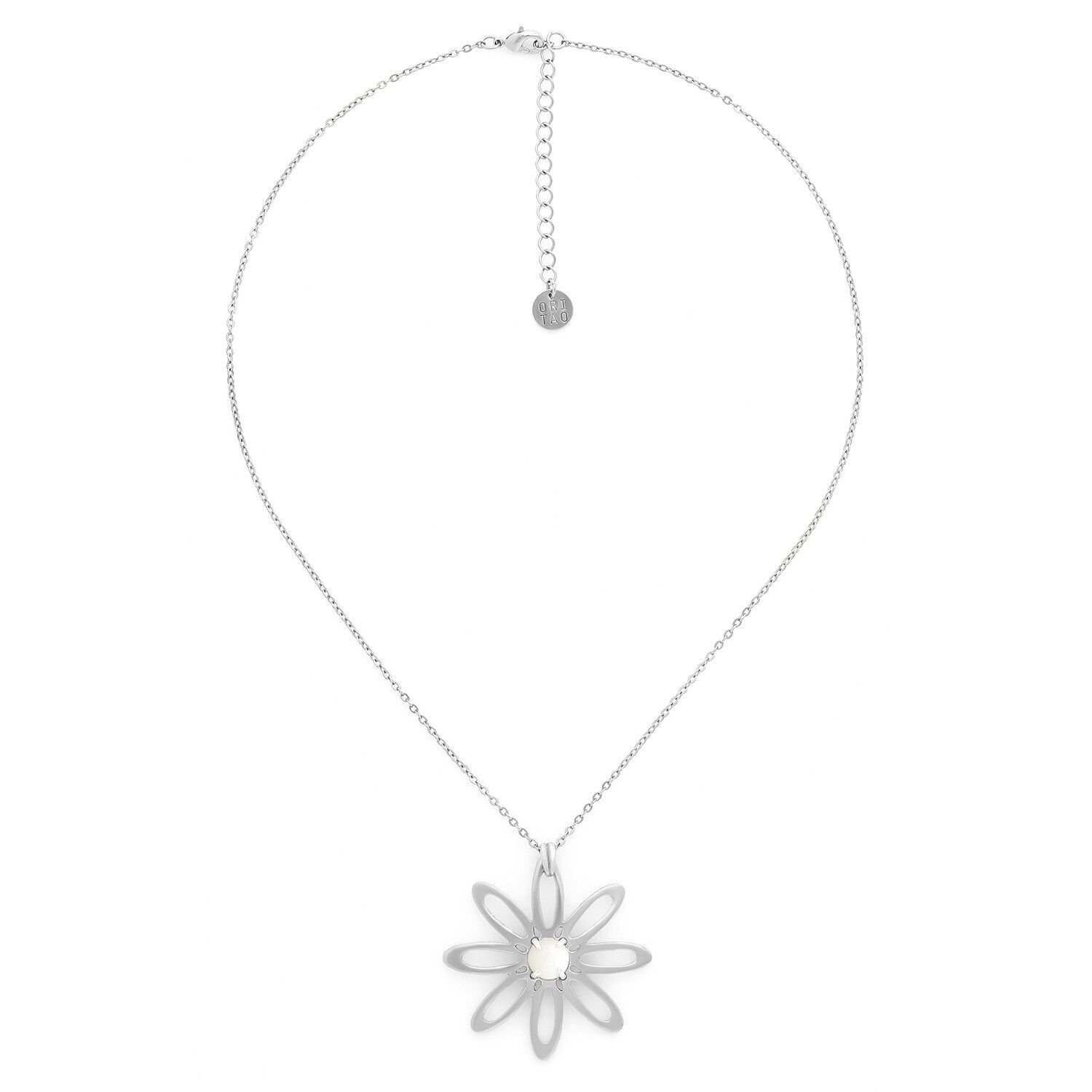 Collar con colgante de flor pequeña de plata BLOOM