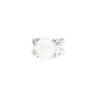 Anello regolabile BLOOM madreperla bianca argento