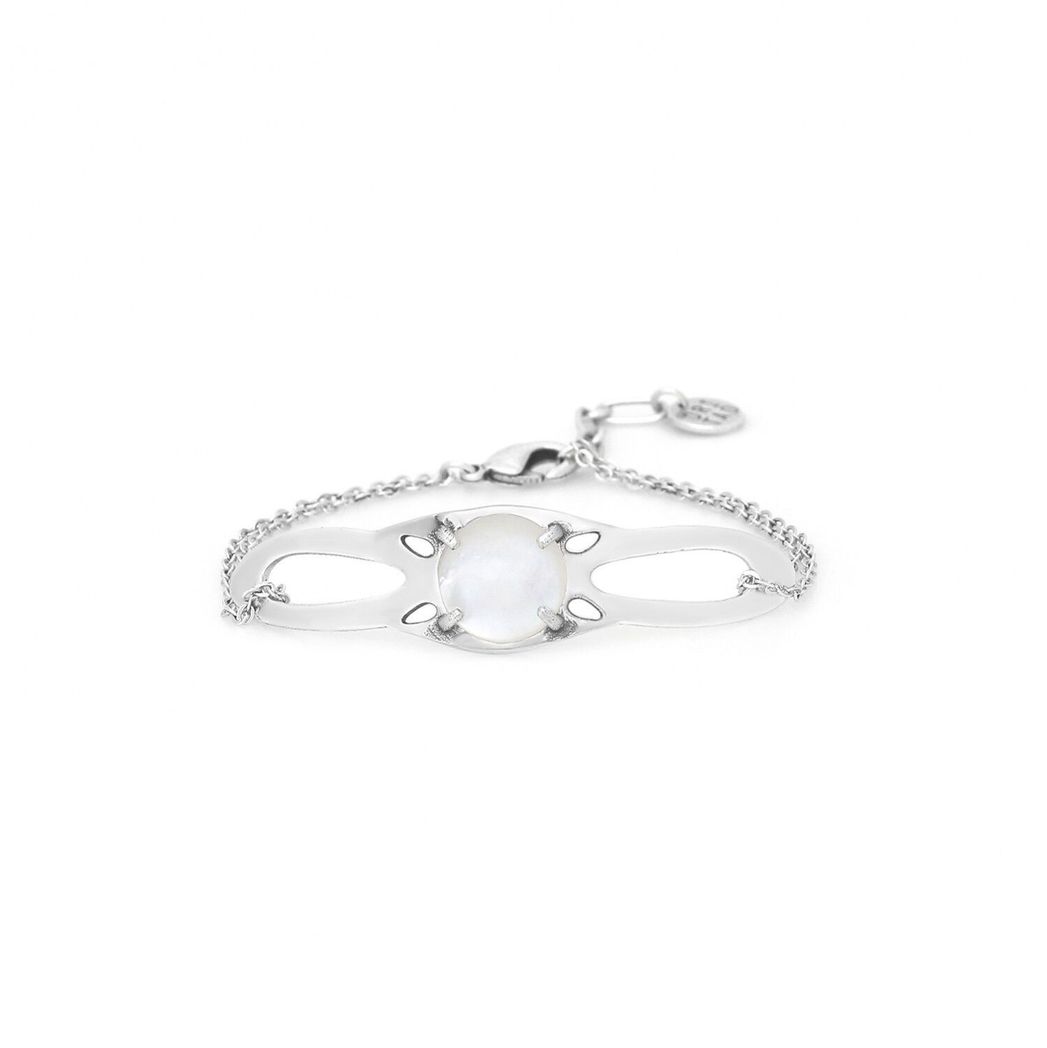 Pulsera ajustable BLOOM de nácar blanco (plata)