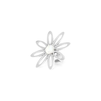 Anello regolabile BLOOM in argento con fiore