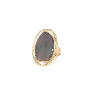 REFLET adjustable gold & black mother-of-pearl ring