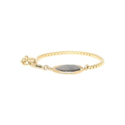 REFLET adjustable chain bracelet with gold medallion and black mother-of-pearl