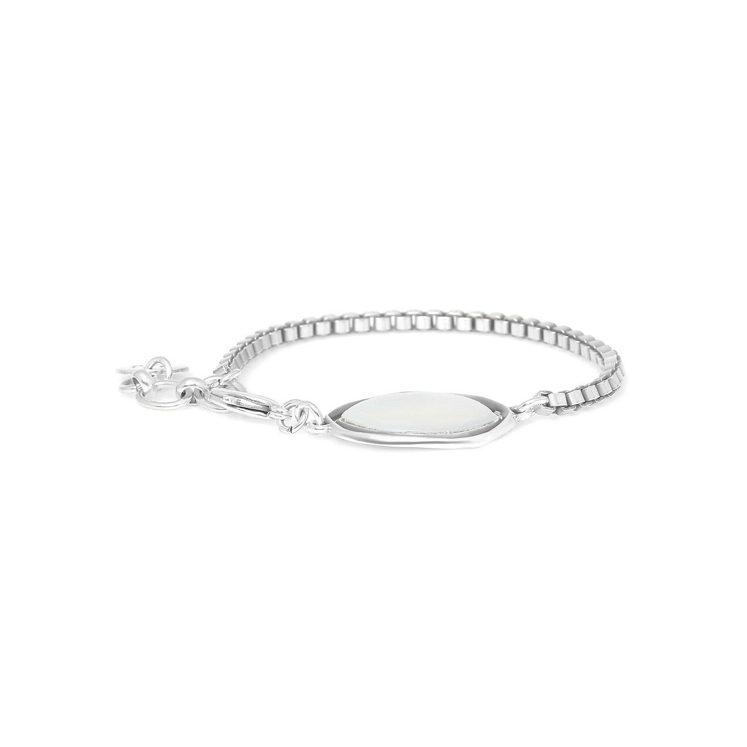 Pulsera ajustable REFLET con cadena de plata y medallón de nácar blanco