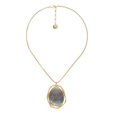 REFLET collier doré pendentif nacre noire