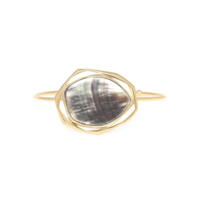REFLET gold and black mother-of-pearl bangle bracelet