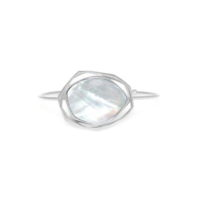 REFLET silver & white mother-of-pearl bangle bracelet