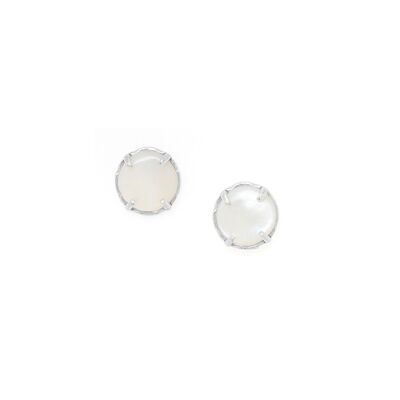 BLOOM round mother-of-pearl stud earrings in silver