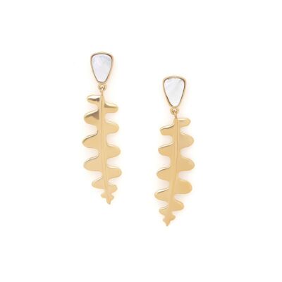 EPIPHYL gold push-on earrings with white mother-of-pearl top