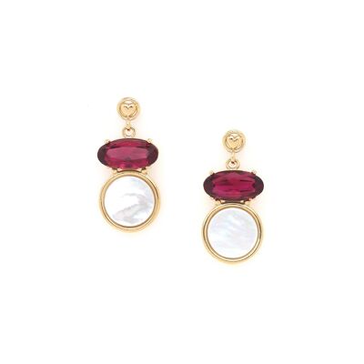 Pendientes de presión chapados en oro de dos materiales MY HEART