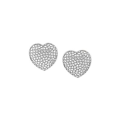 MY HEART large silver heart push-on earrings