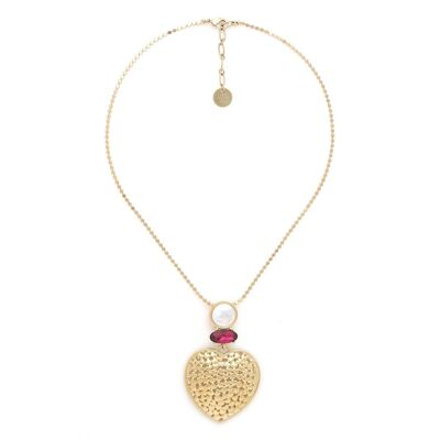 MY HEART heart and rhinestone pendant necklace