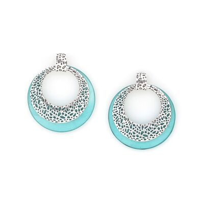 Pendientes de plata gitana azul con cierre a presión CORALIA