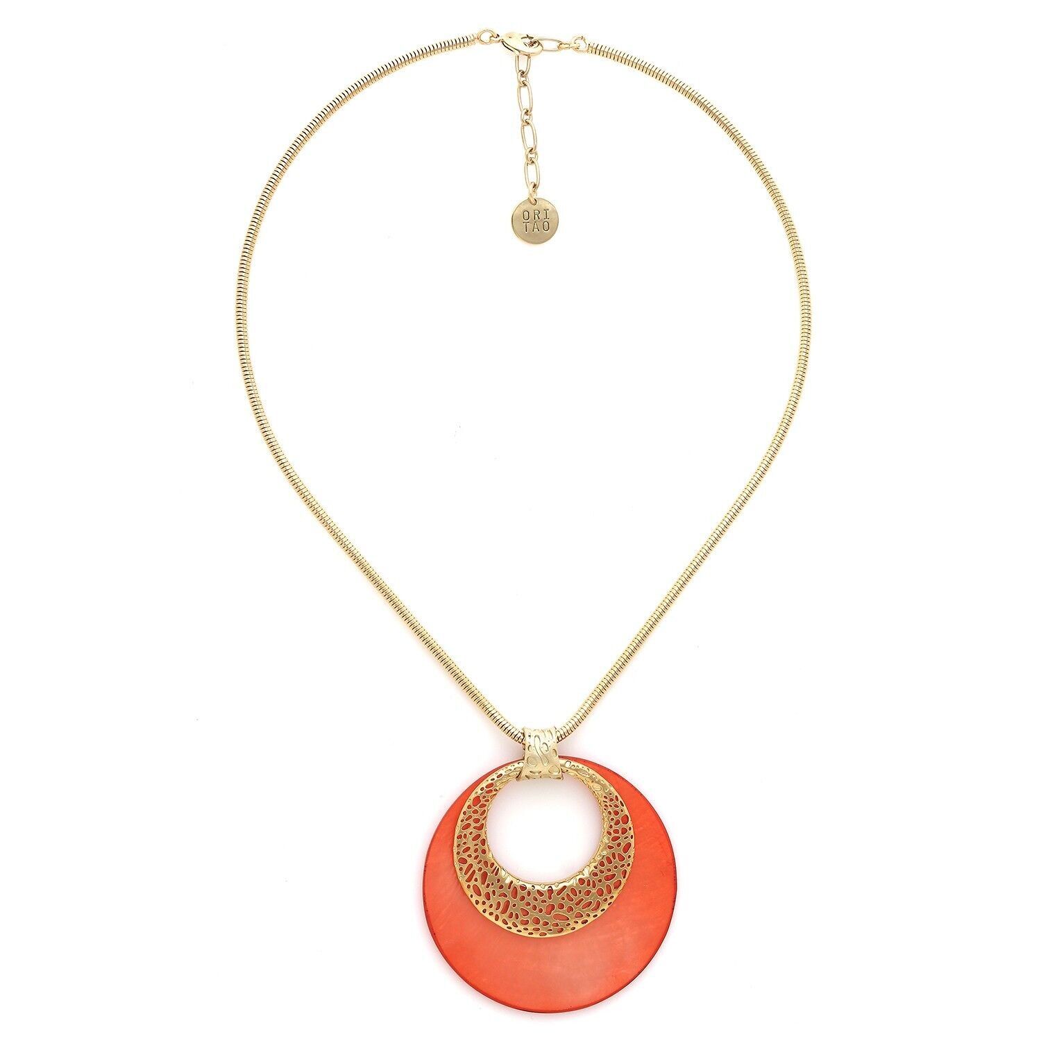 CORALIA orange & gold pendant necklace