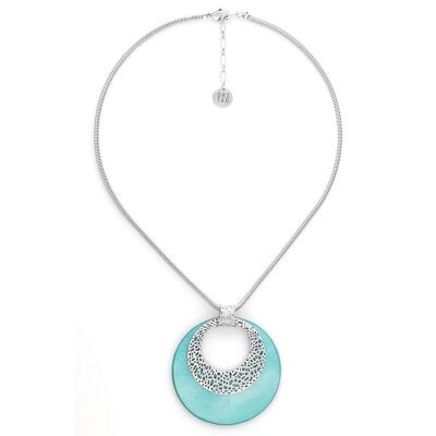 CORALIA collier pendentif argenté et bleu