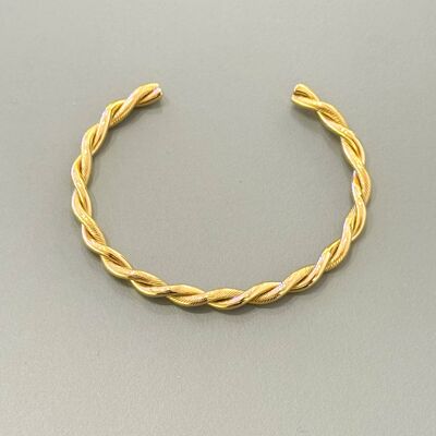 Bracelet jonc torsadé en acier inoxydable