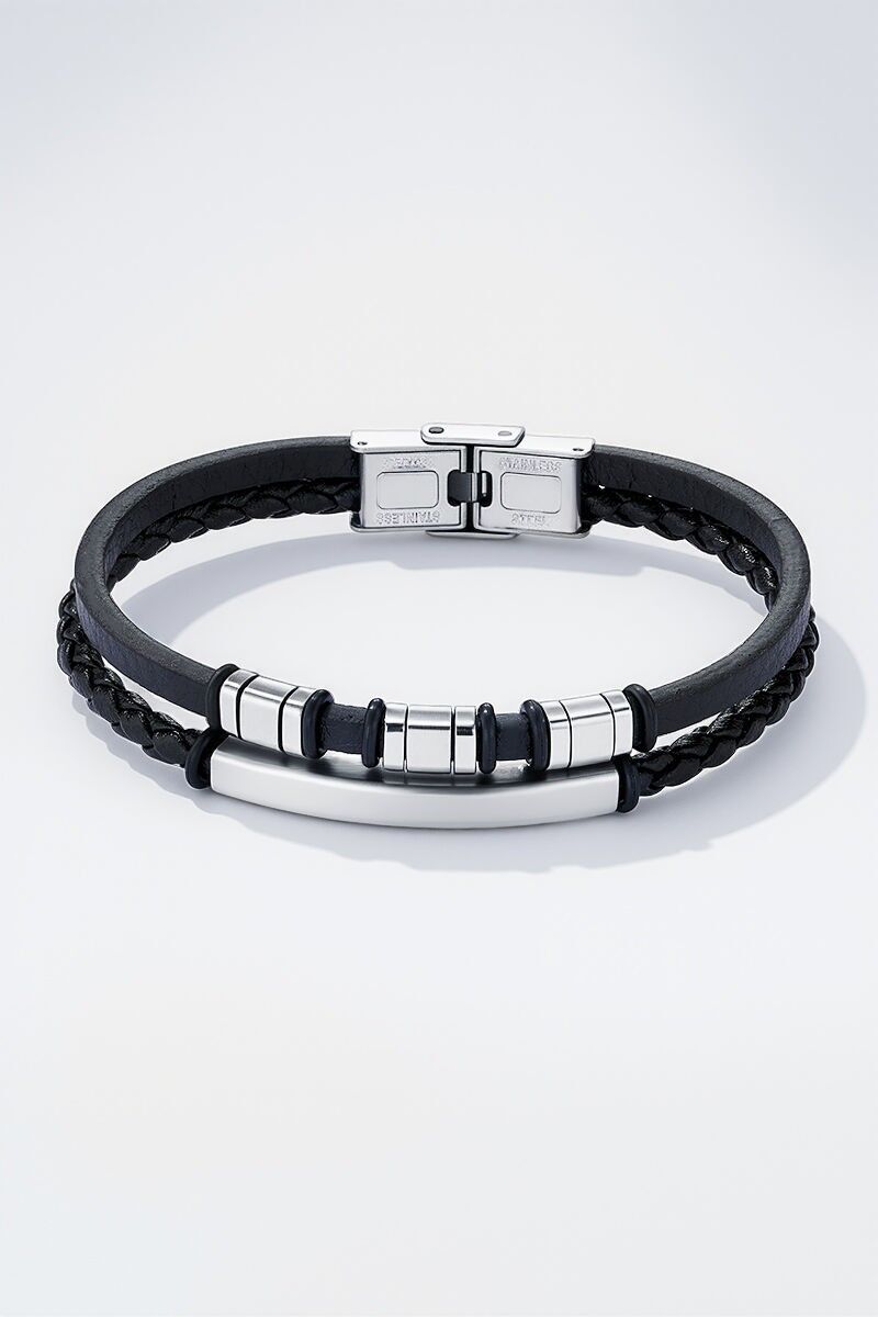 Bracciale in pelle e acciaio inossidabile 324OP80