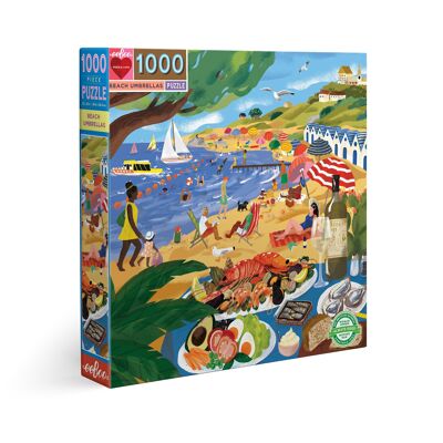 Eeboo 1000 Piece Jigsaw Puzzle - Beach Umbrellas