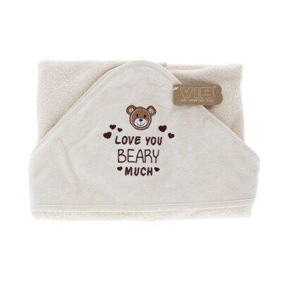 Asciugamano con cappuccio Ti amo tanto BEARY Beige