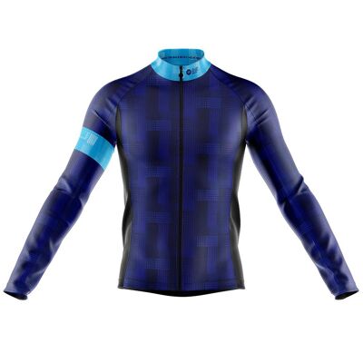 Mens Long Sleeve Cove Cycling Jersey in Blue Dash