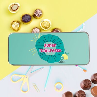 Caja de regalo de metal para profesores: diseño de limón para superprofesores