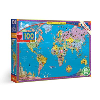 eeBoo World Map - 100 piece jigsaw puzzle