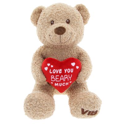 Orsetto di peluche seduto 35 cm con cuore Teddy Beige