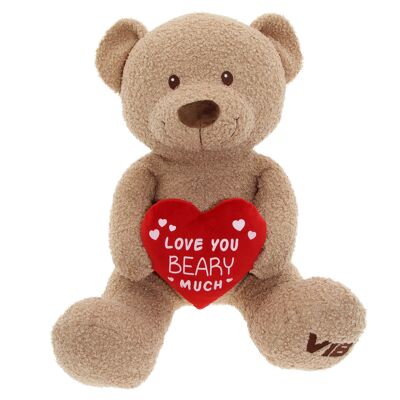 Orsetto di peluche seduto GRANDE 60cm con cuore Teddy Beige
