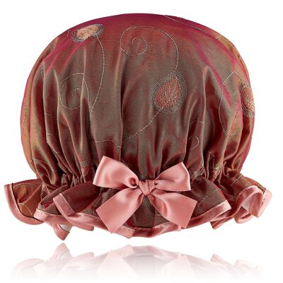 Gorro de ducha con hojas bordadas