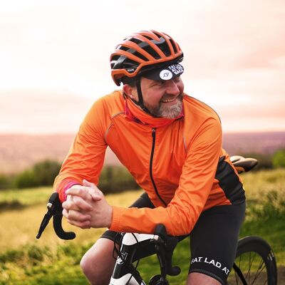 Mens Wind Water Resistant Cycling Jacket in Horizon Hi Vis Orange