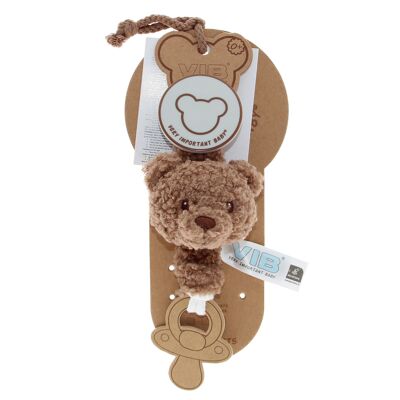 Ciucciuccio di peluche con clip, orsetto e cioccolato