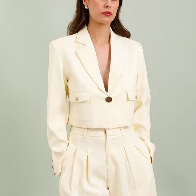 Cropped blazer with patch pockets - 3169
