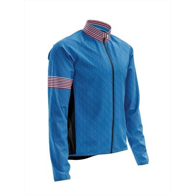 Big and Tall Mens Wind Water Resistant Cycling Jacket in Graphic Blue