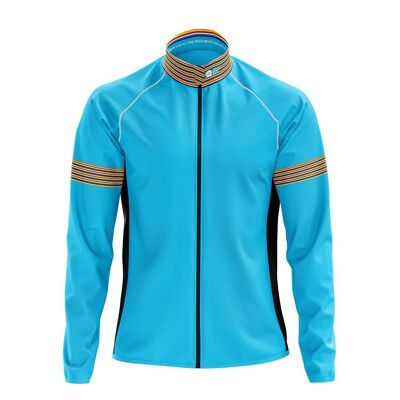 Mens Wind Water Resistant Cycling Jacket in Blue Stripe