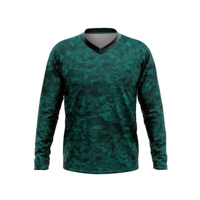 Big and Tall Mens MTB Long Sleeve Jersey in Green Camo