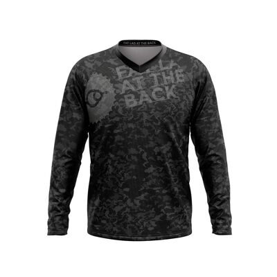 Big and Tall Mens MTB Long Sleeve Jersey in Black Camo