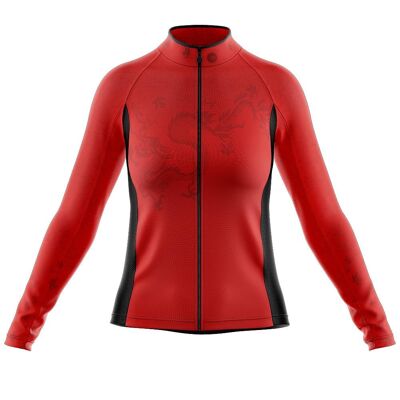 Women's Cove Thermal Cycling Jersey in Red Oriental